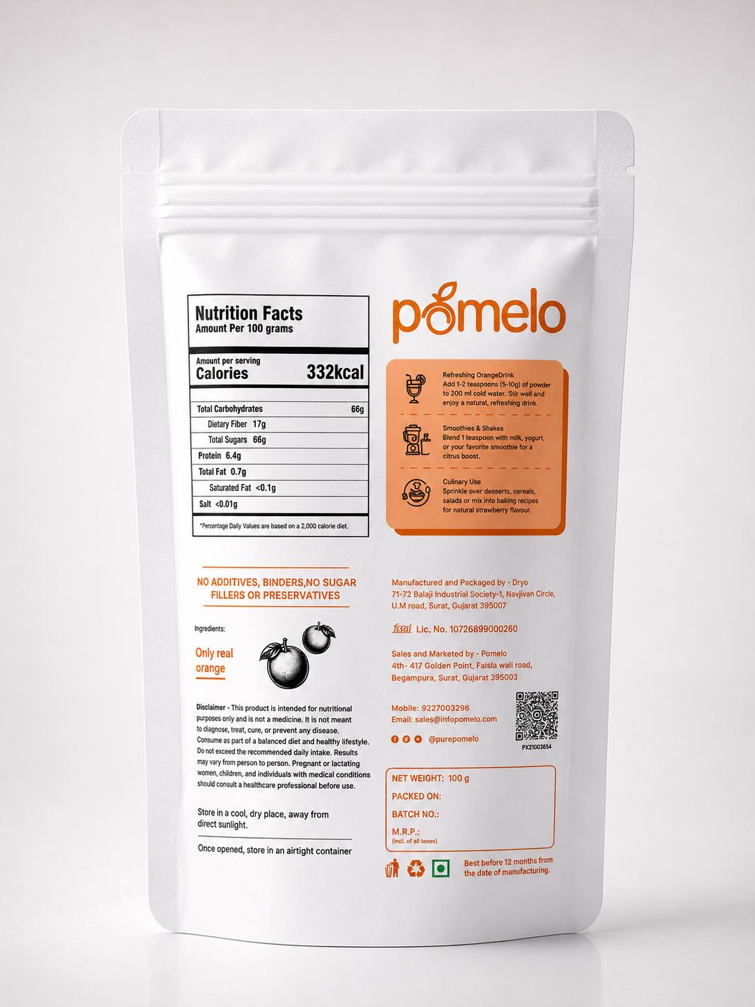Pomelo 100% Natural Orange Powder | No Added Sugar & Preservatives (100g)